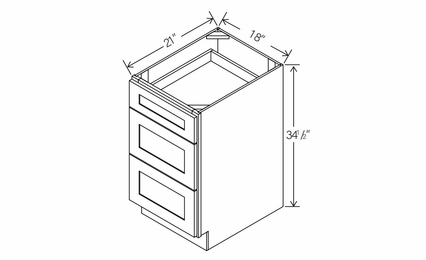 Floral Espresso 3VDB18: Vanity Drawer Base Cabinet: RTA Kitchen Cabinets