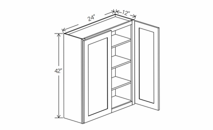 Floral Espresso W2442: Double Door Wall Cabinet: RTA Kitchen Cabinets