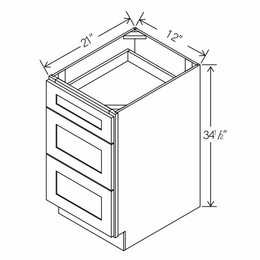 Floral Gray 3VDB12: Vanity Drawer Base Cabinet: RTA Kitchen Cabinets