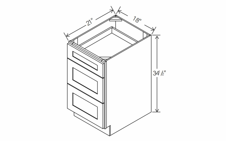 Floral Gray 3VDB18: Vanity Drawer Base Cabinet: RTA Kitchen Cabinets