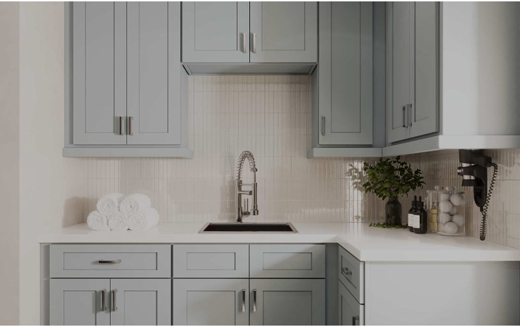 Floral Gray Kitchen Cabinets