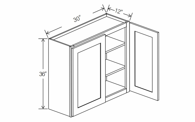 Floral Gray W3036: Double Door Wall Cabinet: RTA Kitchen Cabinets