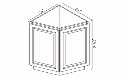 Forevermark Gramercy White AB24: Angled Base Cabinet: RTA Kitchen Cabinet