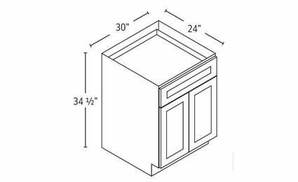 Forevermark Gramercy White B30B: Double Door Base Cabinet: RTA Kitchen Cabinet