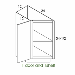 Forevermark Gramercy White BTC12L: Left Base Transitional Cabinet: RTA Kitchen Cabinet
