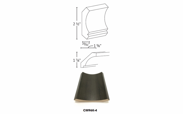 Forevermark Gramercy White CM96K-4: Coved Crown Molding: RTA Kitchen Cabinet
