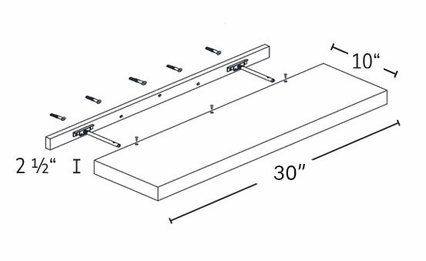 Forevermark Gramercy White FLS30-WHITE: Floating Shelf: RTA Kitchen Cabinets