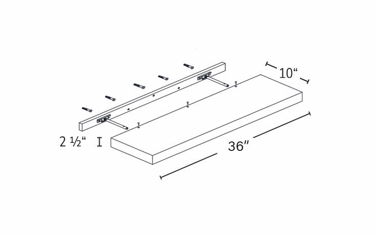 Forevermark Gramercy White FLS36-WHITE: Floating Shelf: RTA Kitchen Cabinets