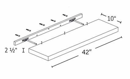 Forevermark Gramercy White FLS42-WHITE: Floating Shelf: RTA Kitchen Cabinets