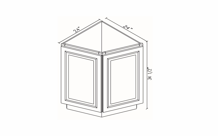 Forevermark Greystone Shaker AB24: Angled Base Cabinet: RTA Kitchen Cabinet