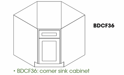 Forevermark Greystone Shaker BDCF36: Base Diagonal Corner Sink Cabinet: RTA Kitchen Cabinet