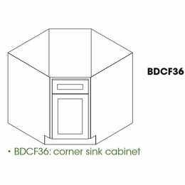 Forevermark Greystone Shaker BDCF36: Base Diagonal Corner Sink Cabinet: RTA Kitchen Cabinet