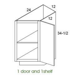 Forevermark Greystone Shaker BTC12R: Right Base Transitional Cabinet: RTA Kitchen Cabinet