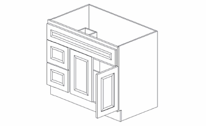 Forevermark Greystone Shaker S3621BDL: Left Bathroom Vanity: RTA Kitchen Cabinet