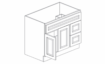 Forevermark Greystone Shaker S3621BDR: Right Bathroom Vanity: RTA Kitchen Cabinet