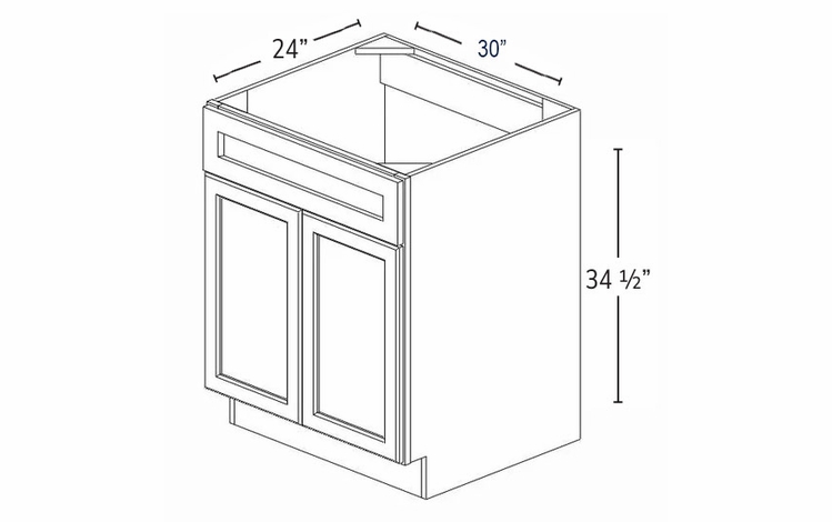 Forevermark Greystone Shaker SB30B: Sink Base Cabinet: RTA Kitchen Cabinet