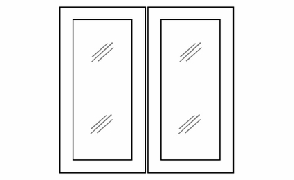 Forevermark Lait Grey Shaker W3030BGD: Glass Door Set With Clear Glass - No Mullion: RTA Kitchen Cabinet