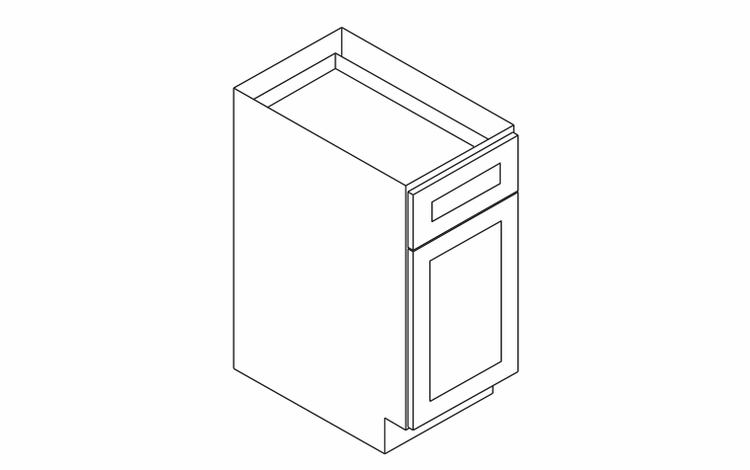 Forevermark Midtown Grey B15: Single Door Base Cabinet: RTA Kitchen Cabinet