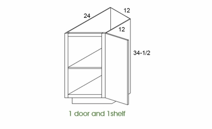 Forevermark Midtown Grey BTC12R: Right Base Transitional Cabinet: RTA Kitchen Cabinet