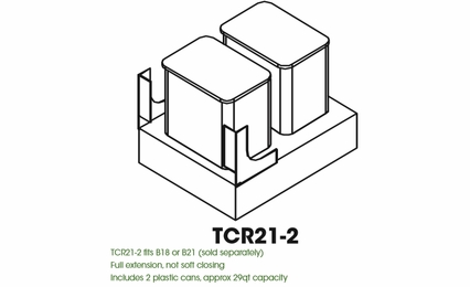 Forevermark Midtown Grey TCR21-2: Double Trash Can Pull-Out: RTA Kitchen Cabinet