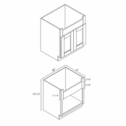 Forevermark Nova Light Grey Shaker FSB30B: Farm Sink Base Cabinet: RTA Kitchen Cabinet
