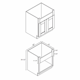 Forevermark Nova Light Grey Shaker FSB33B: Farm Sink Base Cabinet: RTA Kitchen Cabinet