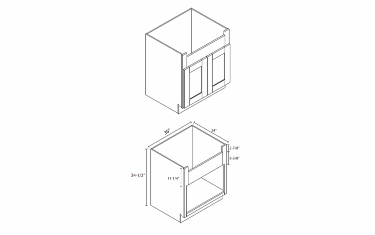 Forevermark Nova Light Grey Shaker FSB36B: Farm Sink Base Cabinet: RTA Kitchen Cabinet