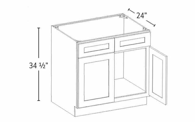 Forevermark Nova Light Grey Shaker SB33B: Sink Base Cabinet: RTA Kitchen Cabinet