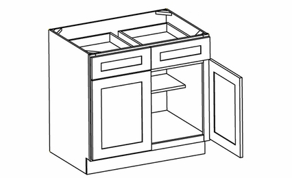 Forevermark Petit Blue B36B: Double Door Base Cabinet: RTA Kitchen Cabinet