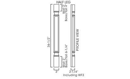Forevermark Petit Blue POLE75-B3: Decor Half Leg Including WF3 Filler (Trimmable): RTA Kitchen Cabinet