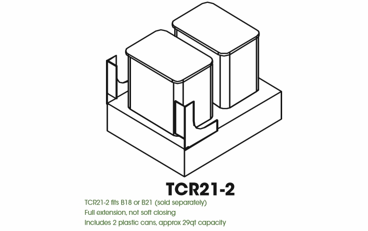 Forevermark Petit Blue TCR21-2: Double Trash Can Pull-Out: RTA Kitchen Cabinet