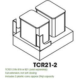 Forevermark Petit Blue TCR21-2: Double Trash Can Pull-Out: RTA Kitchen Cabinet