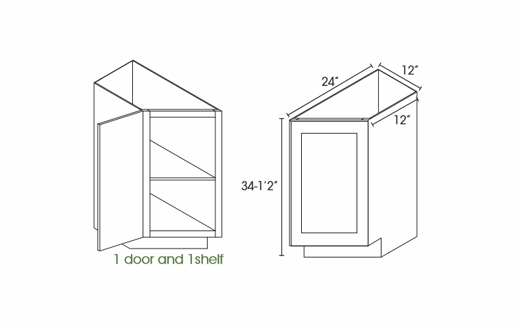 Forevermark Petit Sand BTC12L: Left Base Transitional Cabinet: RTA Kitchen Cabinet