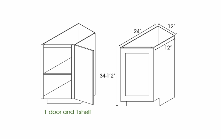 Forevermark Petit Sand BTC12R: Right Base Transitional Cabinet: RTA Kitchen Cabinet