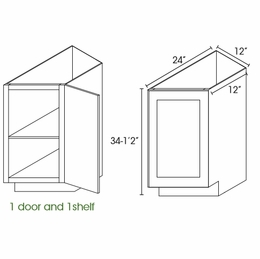 Forevermark Petit White BTC12R: Right Base Transitional Cabinet: RTA Kitchen Cabinet
