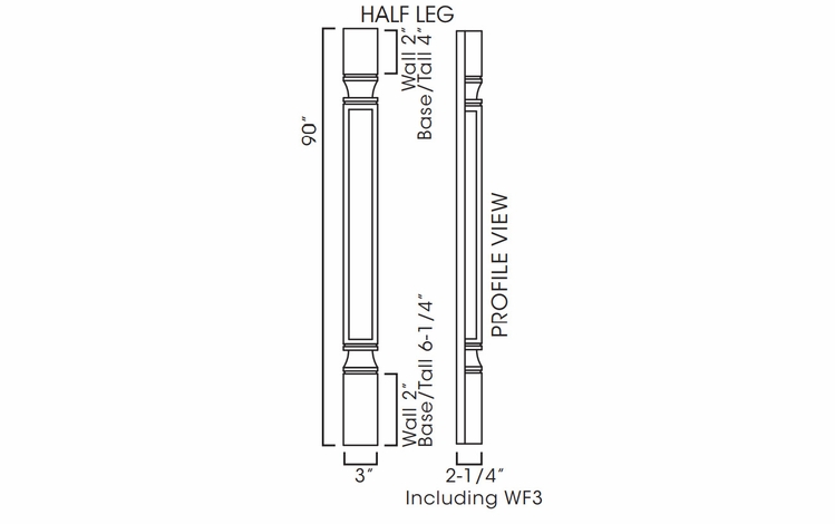 Forevermark Petit White POLE75-T390: Decor Half Tall Leg Including WF3 Filler (Trimmable): RTA Kitchen Cabinet