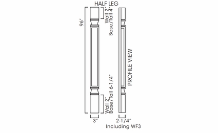 Forevermark Petit White POLE75-T396: Decor Half Tall Leg Including WF3 Filler (Trimmable): RTA Kitchen Cabinet