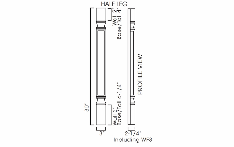 Forevermark Petit White POLE75-W330: Decor Half Leg Including WF3 Filler (Trimmable): RTA Kitchen Cabinet