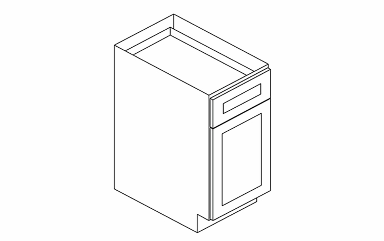 Forevermark Rio Vista White Shaker B21: Single Door Base Cabinet: RTA Kitchen Cabinet