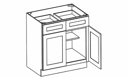 Forevermark Rio Vista White Shaker B33B: Double Door Base Cabinet: RTA Kitchen Cabinet