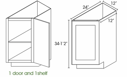 Forevermark Rio Vista White Shaker BTC12R: Right Base Transitional Cabinet: RTA Kitchen Cabinet