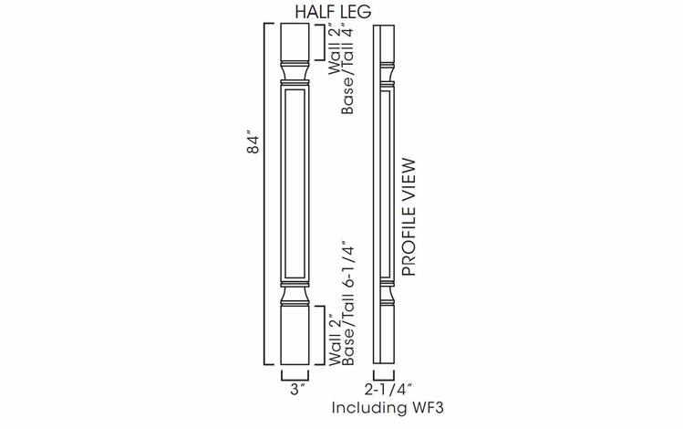 Forevermark Rio Vista White Shaker POLE75-T384: Decor Half Tall Leg Including WF3 Filler (Trimmable): RTA Kitchen Cabinet