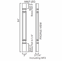 Forevermark Rio Vista White Shaker POLE75-T384: Decor Half Tall Leg Including WF3 Filler (Trimmable): RTA Kitchen Cabinet
