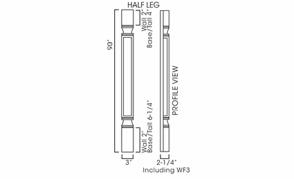 Forevermark Rio Vista White Shaker POLE75-T390: Decor Half Tall Leg Including WF3 Filler (Trimmable): RTA Kitchen Cabinet