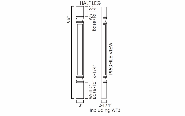 Forevermark Rio Vista White Shaker POLE75-T396: Decor Half Tall Leg Including WF3 Filler (Trimmable): RTA Kitchen Cabinet