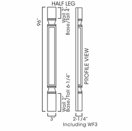 Forevermark Rio Vista White Shaker POLE75-T396: Decor Half Tall Leg Including WF3 Filler (Trimmable): RTA Kitchen Cabinet