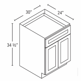Forevermark Signature Pearl B30B: Double Door Base Cabinet: RTA Kitchen Cabinet