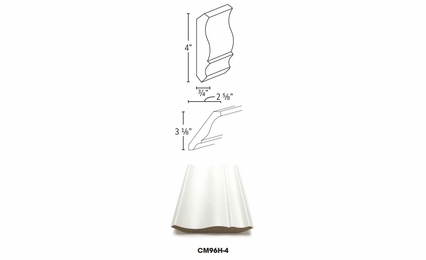 Forevermark Uptown White CM96H-4: Large Crown Molding: RTA Kitchen Cabinet