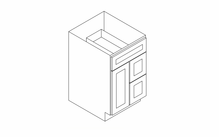 Forevermark Uptown White S3021DR: Right Bathroom Vanity: RTA Kitchen Cabinet