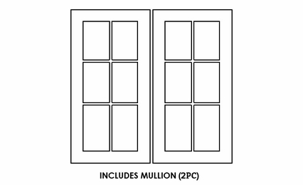 Forevermark Uptown White W3030BMGD: Glass Door Set With Clear Glass - Includes Mullion: RTA Kitchen Cabinet
